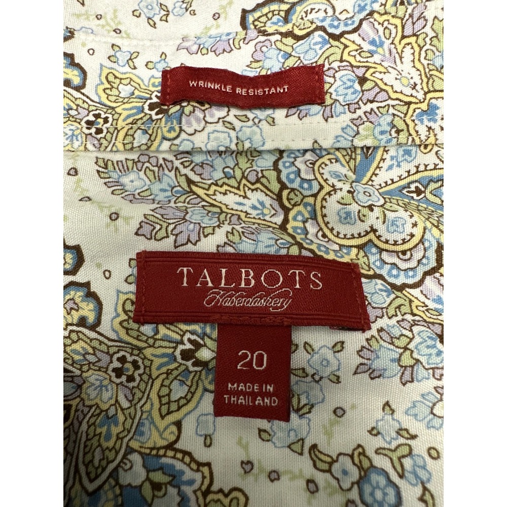 Talbots Haberdashery Paisley Button Down Shirt Wrinkle Resistant Size 20